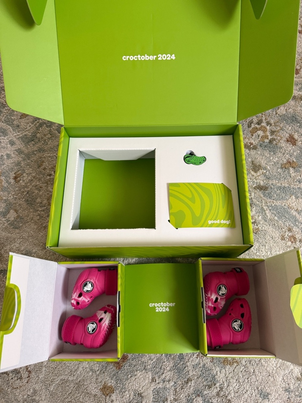 NIB Dog Crocs Pink “Dragonfruit” Bark Box Collab Dog Shoes Size S